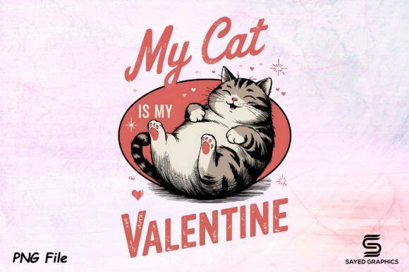 Download Vintage Valentine's Day Cat PNG Design - Premium Bundle