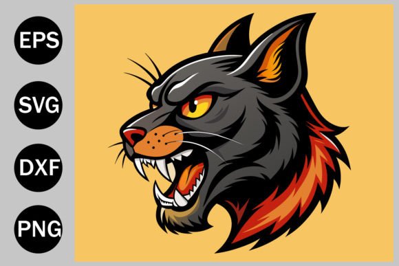 Download Angry Black Cat Side Profile Head in Old - Premium Resources